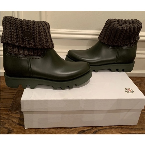 Authentic Moncler Ginette Waterproof Rain Boot Knit Cuff US 11, 41 Italy New - Picture 3 of 9